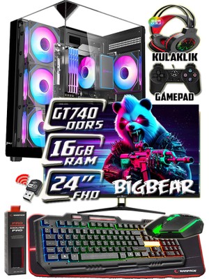 Warbox Bigbear 24" Monitör Xeon X5650 16GB Ram 256GB SSD 250GB HDD GT740 Ddr5-4gb E.kartı Gaming Takım Bilgisayar