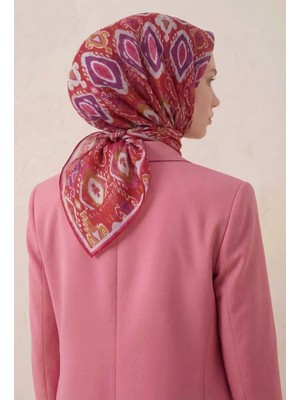Silk Home Pamuk Karışımlı Soft Eşarp Baklava Desen Kırmızı 90X90