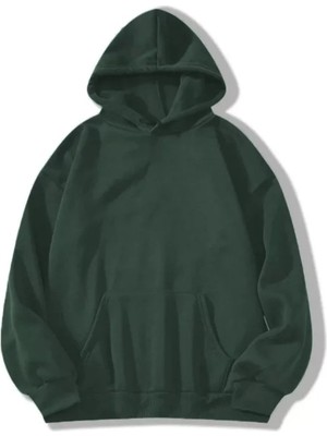 Erkek Düz Kapüşonlu Weat  Koyu Yeşil