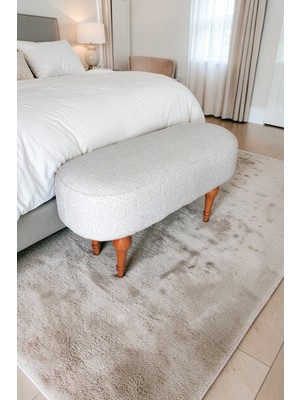 Visionario Dikdörtgen Puf – Craft Bukle Şönil Kumaş Ahşap Ayaklı Modern Tasarım