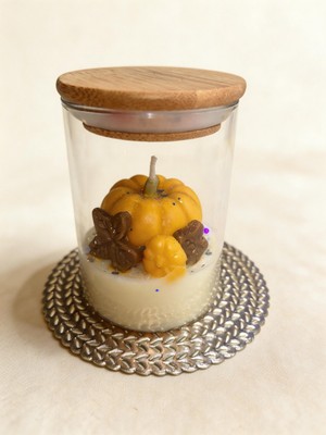 Shiny House El Yapımı Dekoratif Kabak Mum – Sonbahar Temalı, Cam Kavanozda Özel Tasarım