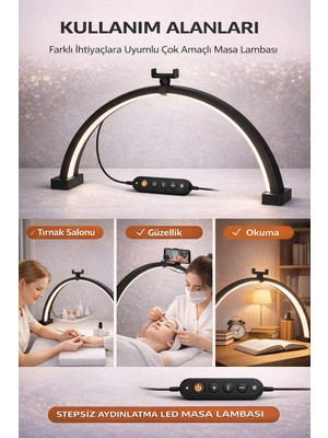 vooka 75 cm Yarım Ay LED Lamba – Profesyonel Moon Light, Büyük Boy Kirpik, Protez Tırnak ve Makyaj Lambası, Ayarlanabilir Parlaklık