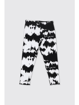 Panço Kız Çocuk Desenli Beyaz Tayt