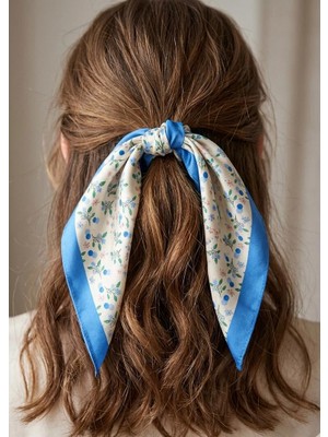 Mavi Masal Küçükçiçek Basklı Mavi Kadın Fular ve Bandana