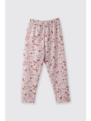 Panço Kız Bebek Çiçek Desenli Ekru Tayt