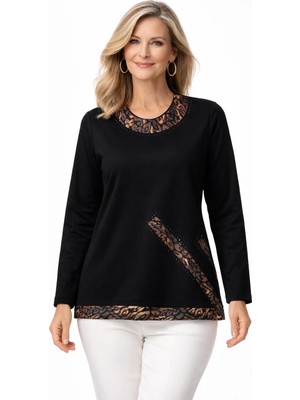 Mutlu City Kadın Orta Yaş ve Üzeri Leopar Desenli Anne Penye Bluz 30574