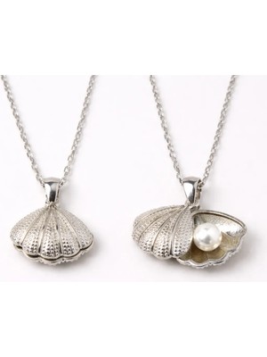 925 Ayar Gümüş Açılabilen Istiridye Incili Kolye