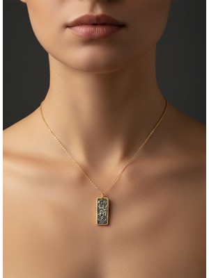 G&A Jewels Zamansız Sembol 925 Ayar Oksitli Yaldız (Altın) Kaplama Gümüş Kolye