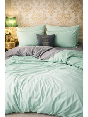 More Home Tek  Kişilik Yorgan kılıfı + Yastık Kılıfı (Çarşafsız) Yeşil Antrasit