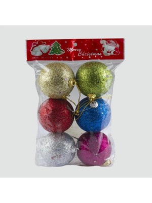 Esranın Dünyası 6 Adet Orta Cici Top Yılbaşı Ağaç Süsü