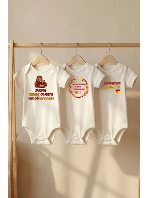 Pamuk Saray %100 Organik Pamuk Taraftar Temalı Amcacım Basklı Kısa Kollu Çıtçıtlı Bebek Body Badi Zıbın