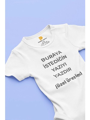Pamuk Saray Organik %100 Pamuk Isme Özel Baskılı Kısa Kollu Çıtçıtlı Bebek Body Badi Zıbın