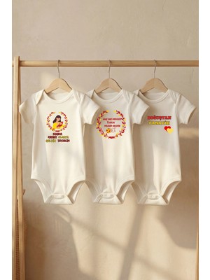 Pamuk Saray %100 Organik Pamuk Taraftar Temalı Teyzecim Basklı Kısa Kollu Çıtçıtlı Bebek Body Badi Zıbın