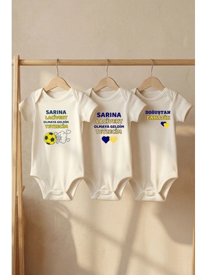 Pamuk Saray %100 Organik Pamuk Fenerbahçe Temalı Teyzecim Basklı Kısa Kollu Çıtçıtlı Bebek Body Badi Zıbın