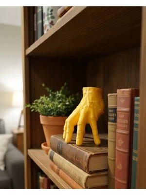 Uravas Store 3D Sarı El Heykeli 17X16 cm Raf Masa Üstü Dekor
