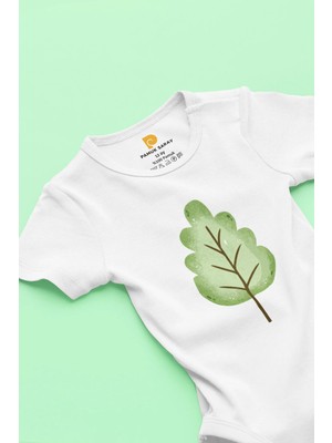 Pamuk Saray Organik %100 Pamuk Sevimli Ağaç Baskılı Kısa Kollu Çıtçıtlı Bebek Body Badi Zıbın