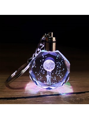 Aya Tırmanan Astronot Tasarımlı Işıklı Kristal Anahtarlık Midastech