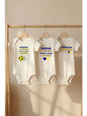 Pamuk Saray %100 Organik Pamuk Fenerbahçe Temalı Dedecim Basklı Kısa Kollu Çıtçıtlı Bebek Body Badi Zıbın
