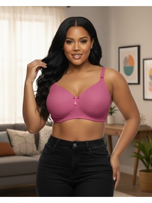 Pembe Wear Treasure Telsiz Süngerli Sütyen 85C Toparlayıcı Pamuk-Elastan Kap ile Gün Boyu Destek