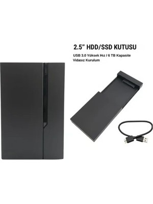 GNC 2.5 Inç USB 3.0 Sata Harddisk SSD HDD Kutusu Ince Siyah Sürgülü Kapak