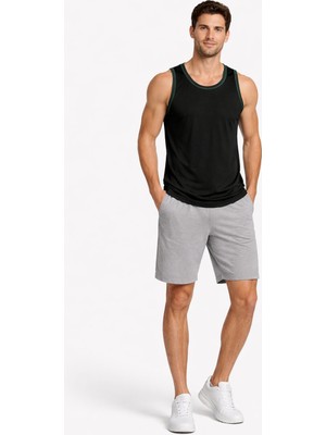 Justas Erkek Siyah Rambo Kol  Yeşil Biyeli Rahat Kalıp Spor Atlet