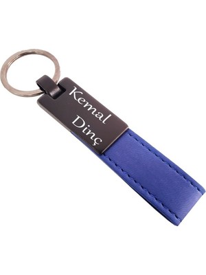 Cngzhn Lacivert Deri Metal Anahtarlık