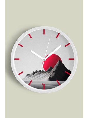 JHAAR Soyut - Bohem - Doğa - Deniz Manzaralı Modern Duvar Saati - 25CM - Önü Camlı Beyaz Kasa