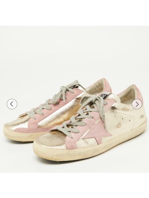 Altın/pembe Deri ve Süet Süperstar