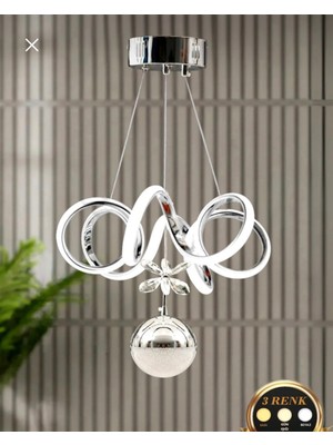 Kumsar Aydınlatma Kuğu Tek Top Krom 3 Renkled Avize Modeli