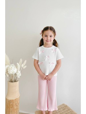 Renkli Diyar Kız Çocuk Kısa Kollu Ispanyol Paça Yazlık Takım