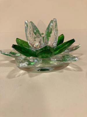 Dekoratif Kristal Nilüfer Çiçeği Model Obje Renk Yeşil Küçükboy Çap 6 cm