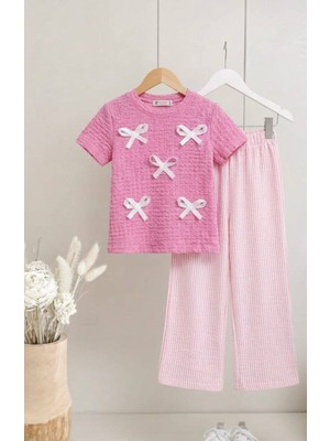 Renkli Diyar Kız Çocuk Kısa Kollu Ispanyol Paça Yazlık Takım