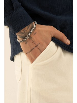 Fjellor Aelthorin Erkek 925 Ayar Gümüş Siyah Baget Taş Detaylı Bileklik