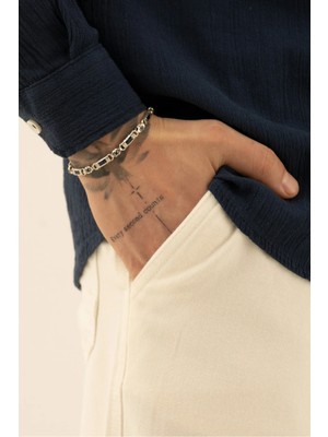 Fjellor Mylenor 925 Ayar Gümüş Lacivert Doğal Taşlı El Işçiliği Erkek Bileklik