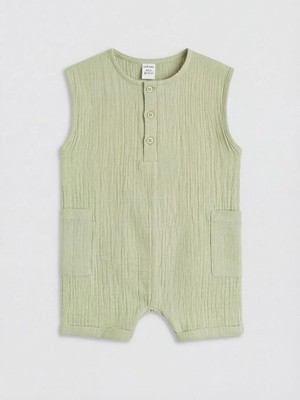 LC Waikiki Bisiklet Yaka Erkek Bebek Müslin Tulum  (S6)