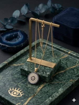 Anka Select El Yapımı Bronz Zirkon Taşlı Özel Tasarım Takı Kolye