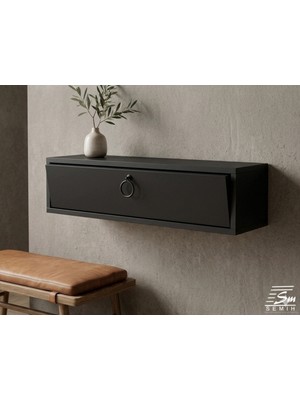 Feyza Design Siyah Çok Amaçlı Duvara Monte Mdf Dresuar ve Makyaj Masası