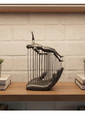 Uravas Store 3D El Formlu Insan Figürü Gri Soyut Tasarım Dekoratif Biblo