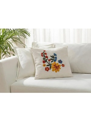 English Home Lana Punch Nakışlı Kırlent Kılıfı 45X45 cm Naturel