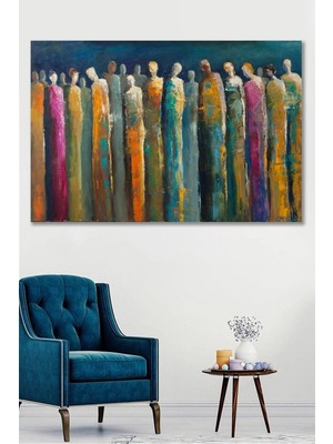 Şehzat Mavi Yağlı Boya Görünümlü Silüet Kanvas Tablo