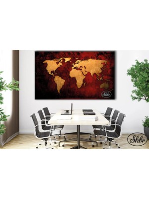 Şehzat Tekli Yatay Kanvas Tablo Dünya Haritası, Lojistik, Nakliye Dekoratif Kanvas Duvar Tablosu