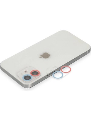 Buğz Iphone 12 Mini Renkli Kamera Lens Koruma Cam - Pembe-Mavi