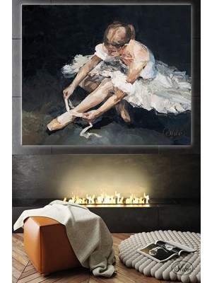 Şehzat Tekli, Yatay, Kanvas, Dekoratif, Duvar, Tablosu , Yağlı Boya Effektli, Balerin, Zarif Dansçı,