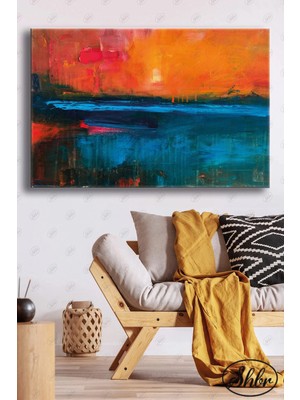 Şehzat Tekli Yatay Dekoratif Kanvas Tablo Salon Yatak Odası Kafe Ofis Yağlı Boya Efekt Gün Batımı