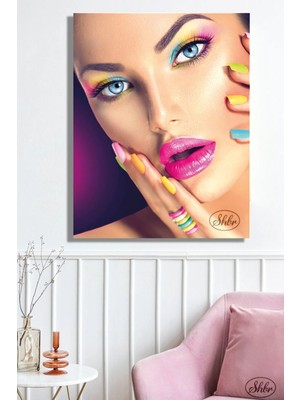 Şehzat Tekli Dikey Kanvas Tablo, Kuaför, Güzellik Salonu, Makyaj, Dekoratif Kanvas Duvar Tablosu