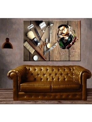 Şehzat Berber Aletleri ve Figür Erkek Kuaförü Kanvas Tablo