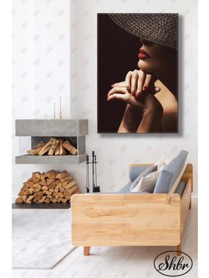 Şehzat Tekli Dikey Kanvas Dekoratif Duvar Tablosu Salon Yatak Odası Kuaför Ofis Kadın Portre