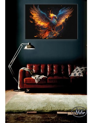 Şehzat Tekli Yatay Kanvas Tablo Zümrüdü Anka Kuşu Fantazi Dekoratif Kanvas Duvar Tablosu