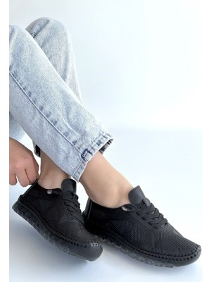 Alfaze Siyah Hakiki Deri Ortopedik Topuk Dikenine Karşı Özel Üretim Bağcıklı Spor Ayakkabı Topuk Boyu 2,5 cm