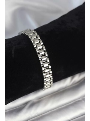 Uravas Store Çelik Gümüş Renk 9 mm Kalınlık Erkek Bileklik - TJ-EB3771